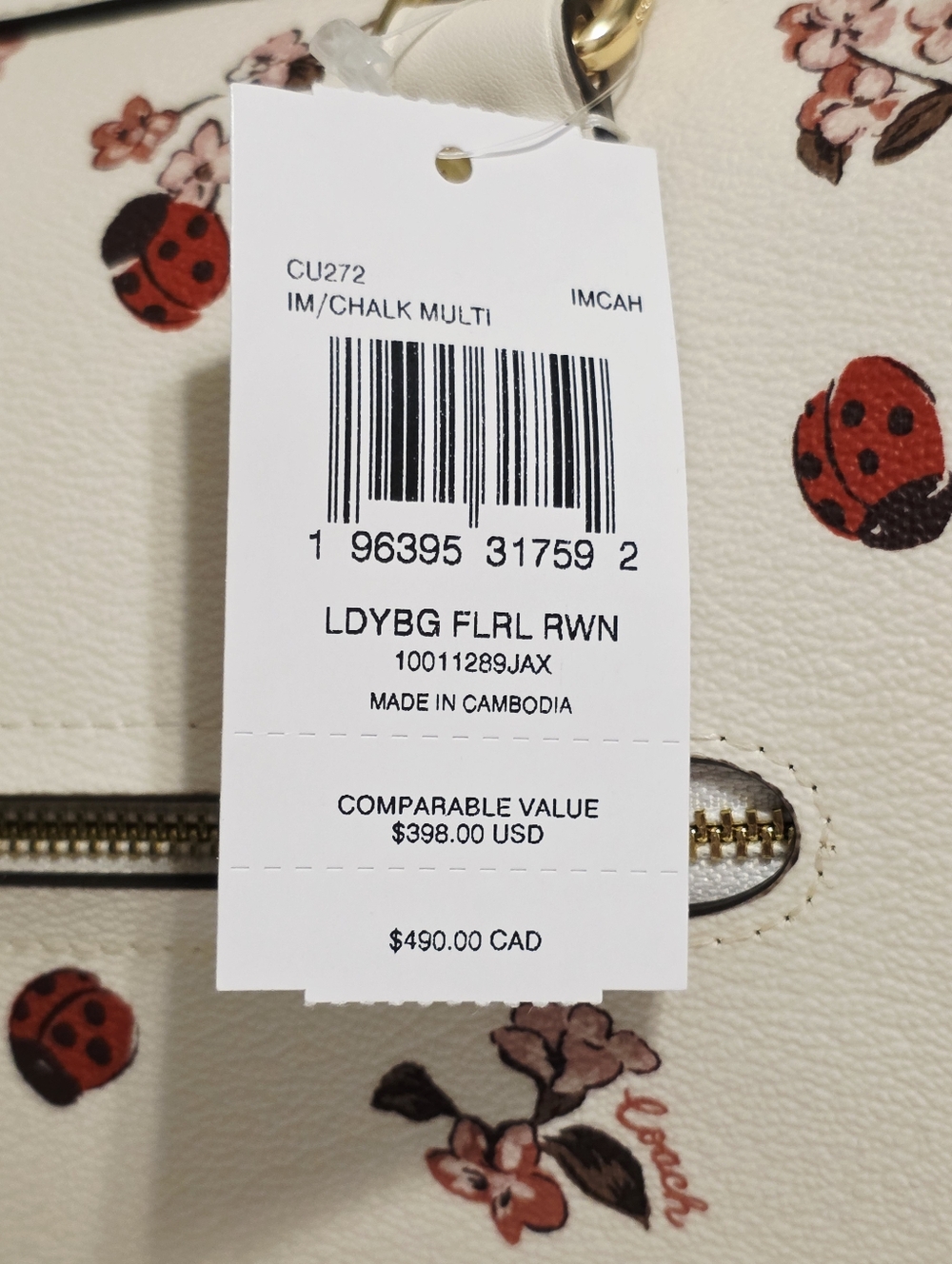 Coach RARE Rowan MEDIUM Crossbody Chalk Ladybug Floral + gold Coach C charm ๐๐ - Picture 9 of 16
